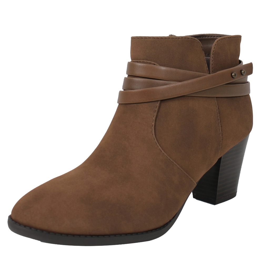 Brown Criss Cross Straps Ankle Bootie Size 9 - Picture 2 of 5